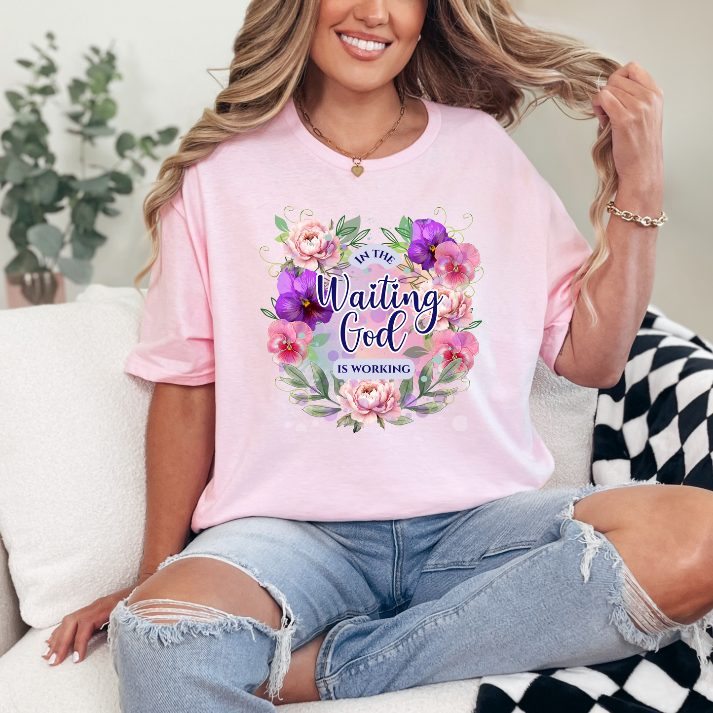 Watercolor Shirt: In the Waiting God is Working